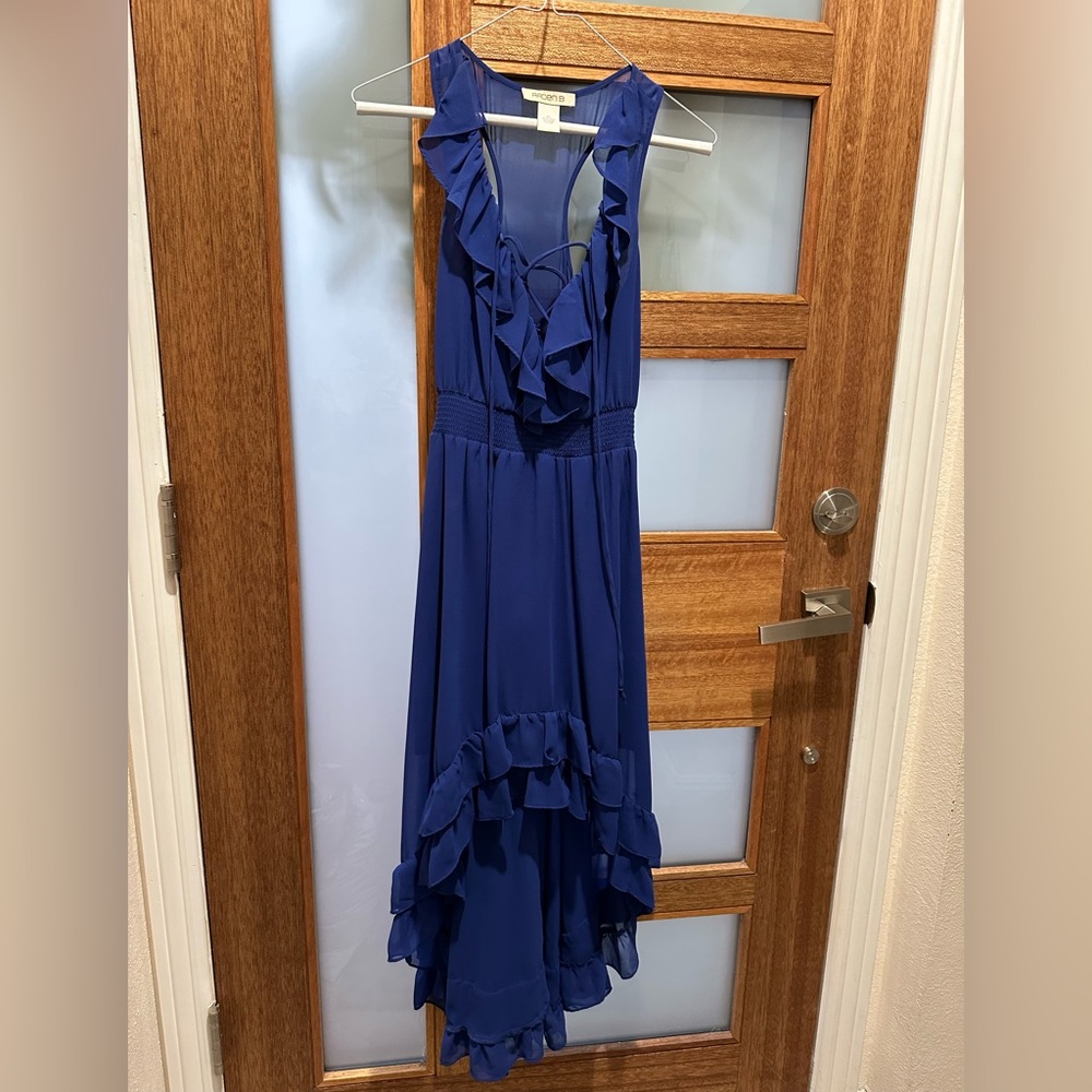 Arden B extra small blue ruffle sheer dress.
